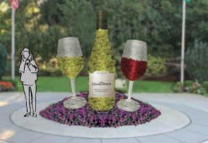 Topiary Wine Glass and Bottles